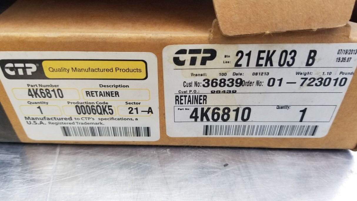 CATERPILLAR CTP 4K6810 4K-6810 RETAINER