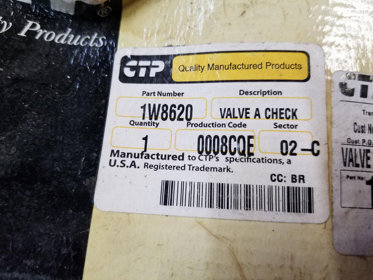 CTP CATERPILLAR CHECK VALVE 1W8620 1W-8620