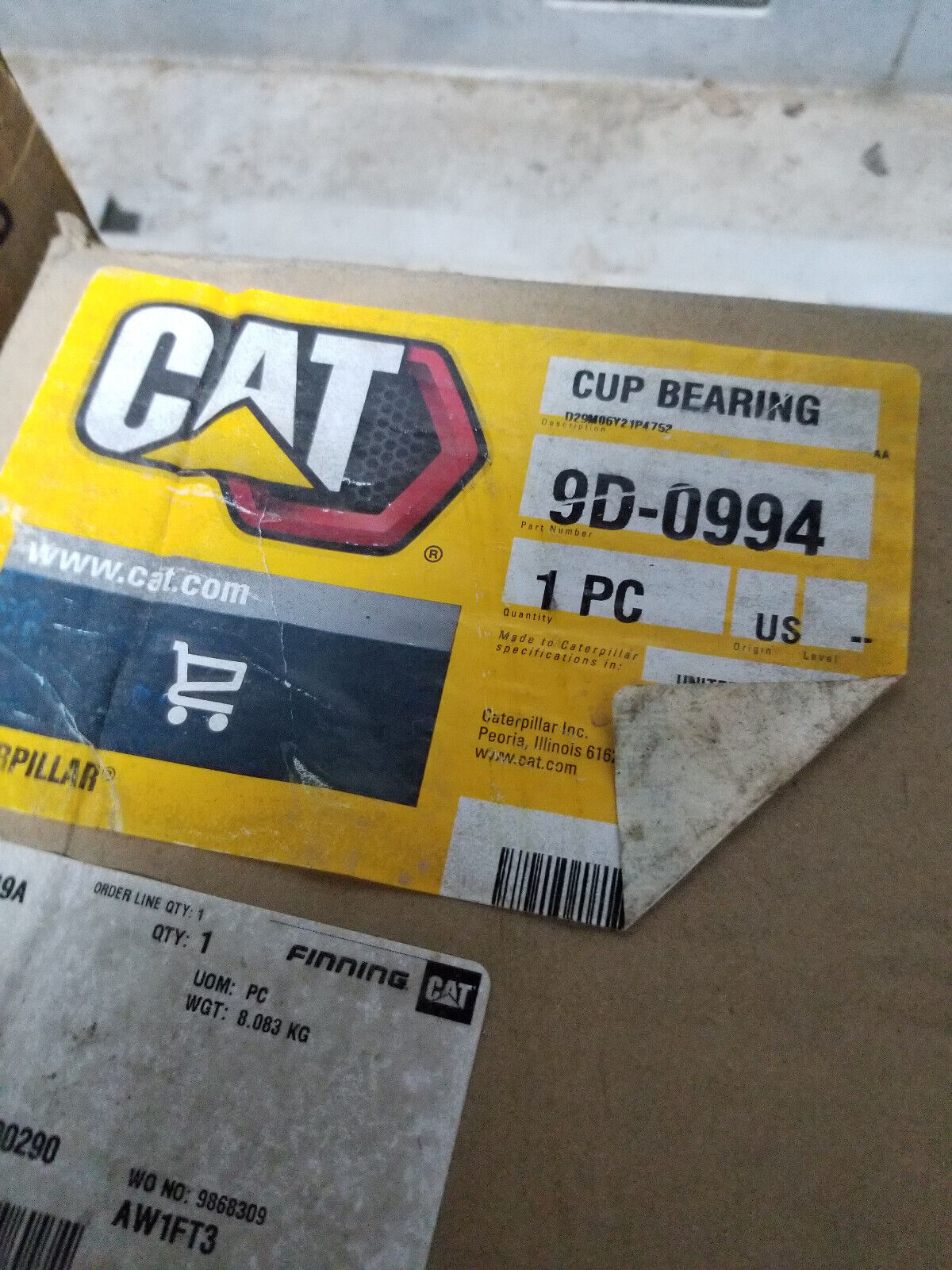 GENUINE CATERPILLAR 9D-0994 381.00mm Tapered Roller Bearing Cup