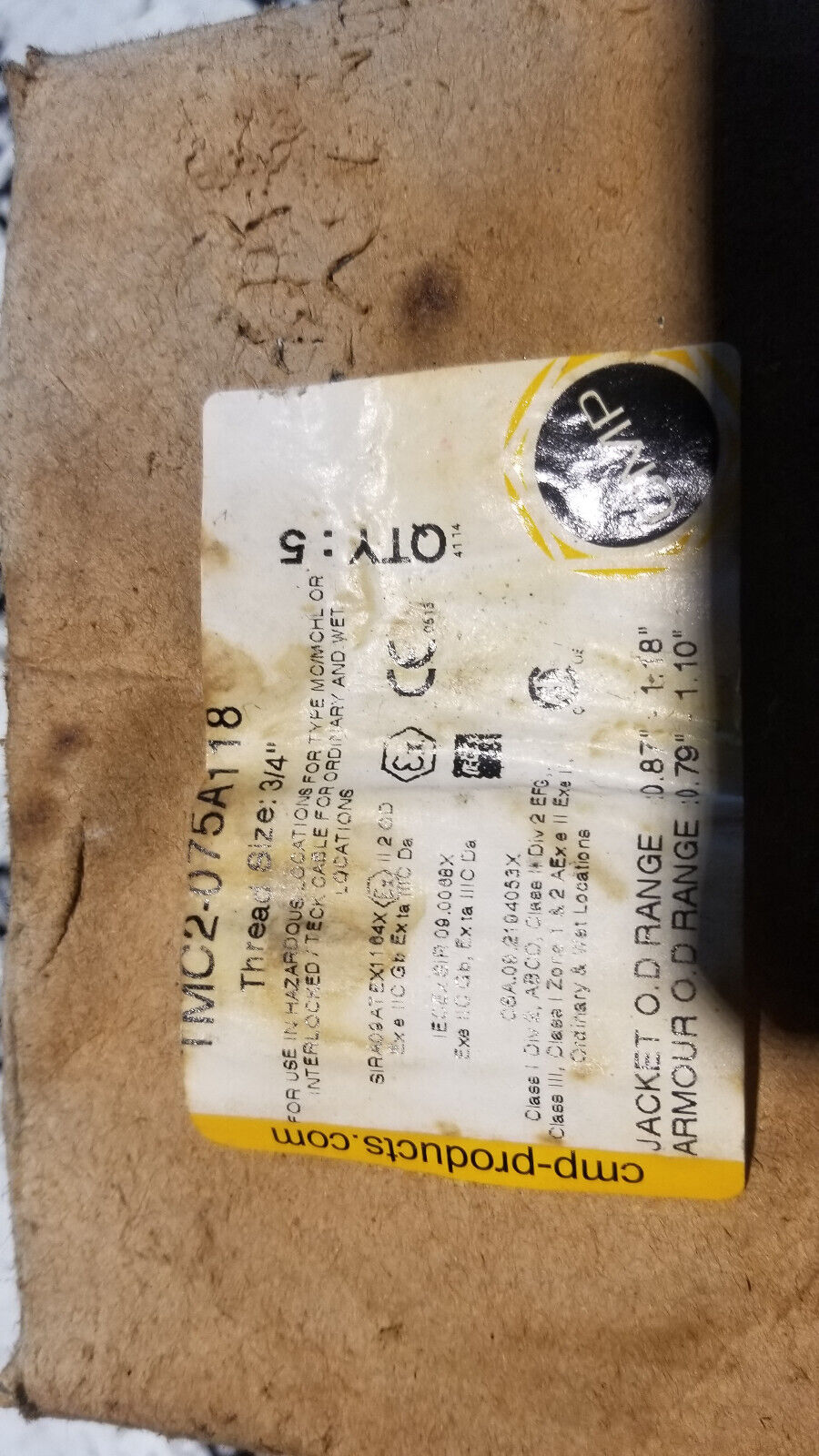 TMC2-075A118 CMP-Products Cable Gland BOX OF 5 PC