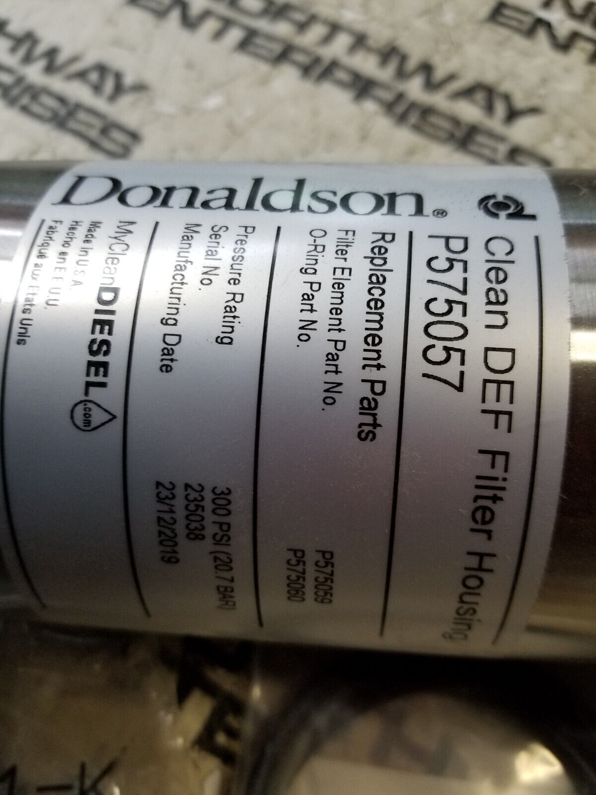 DONALDSON P575057 CLEAN SOLUTIONS DEF FILT ER HOUSING