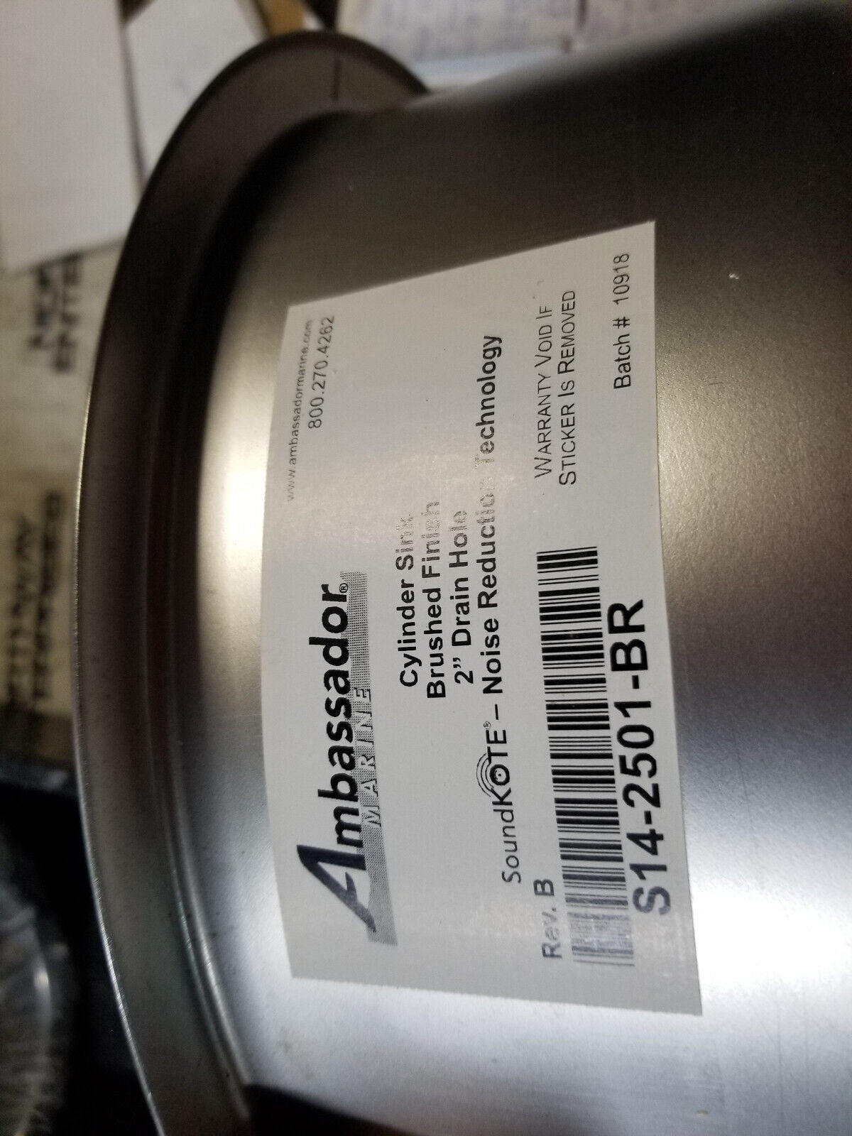 Ambassador Marine S14-2501-BR Stainless Steel Round Sink 11.75 X5.25
