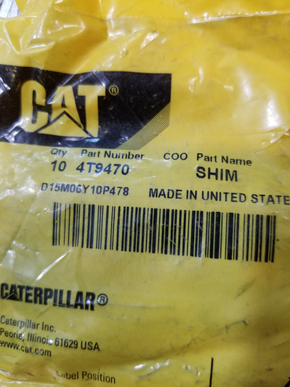 PACK OF 10PC - 4T9470 CATERPILLAR SHIM 4T-9470