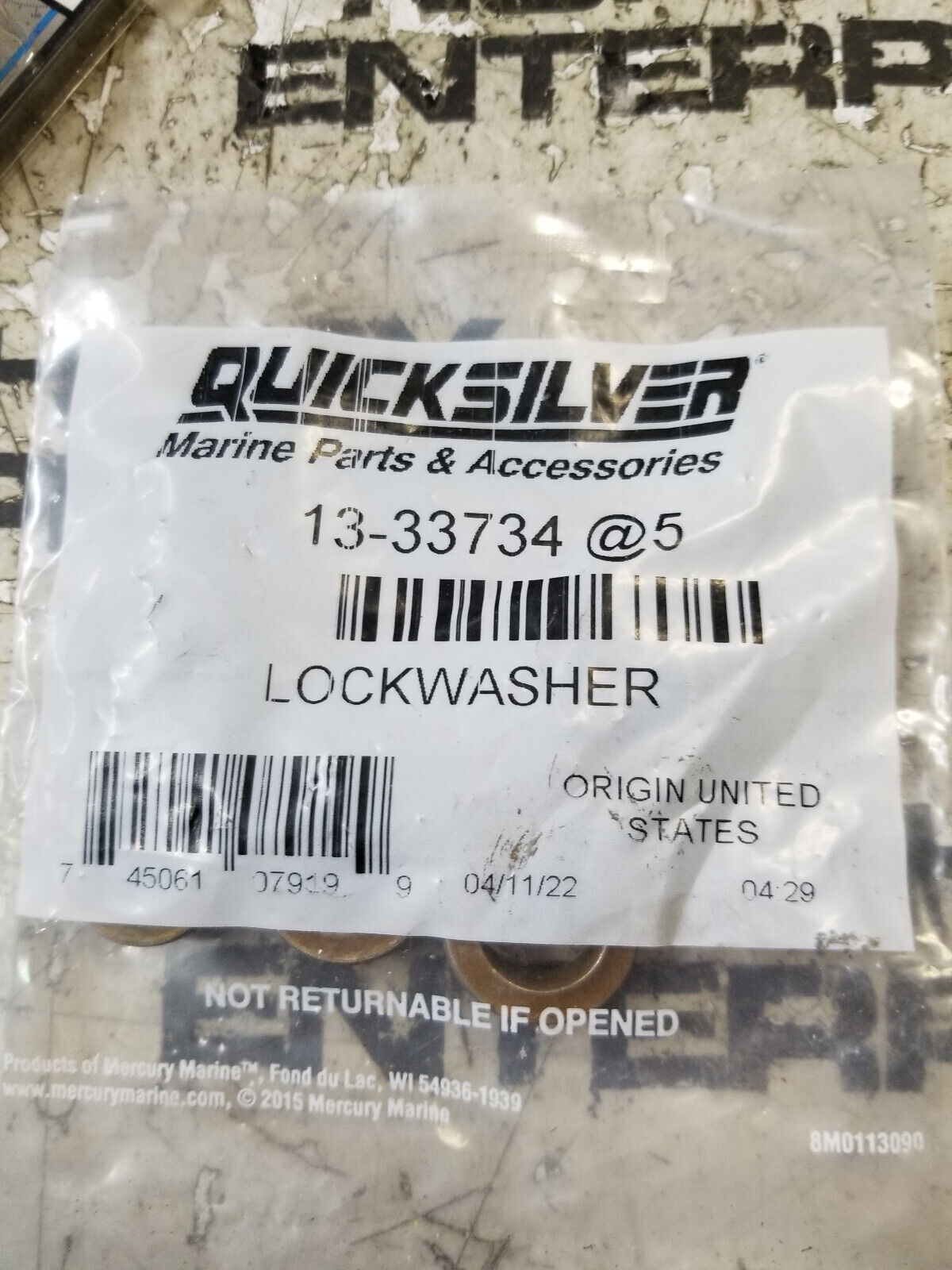 13-33734 MERCURY LOCK WASHER SET OF 5
