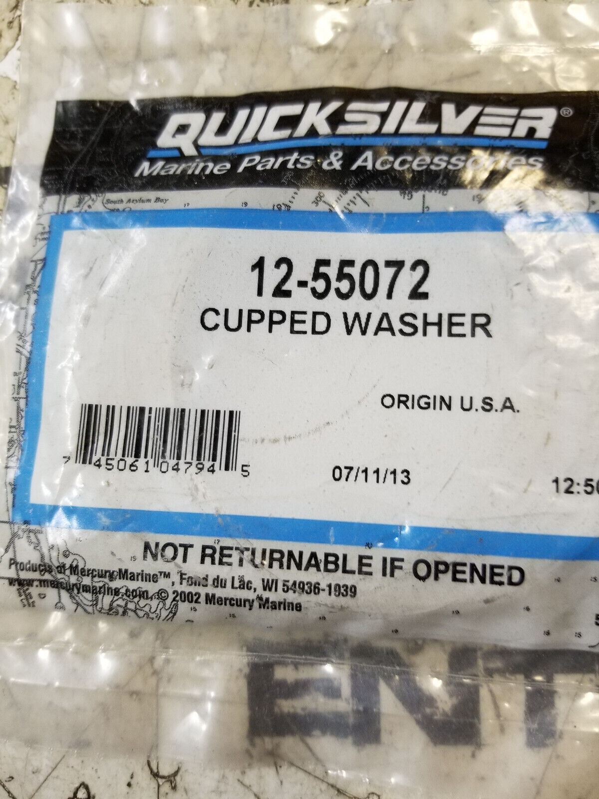 Mercury Genuine Quicksilver 12-55072 Cupped Washer OEM New Factory Boat Parts