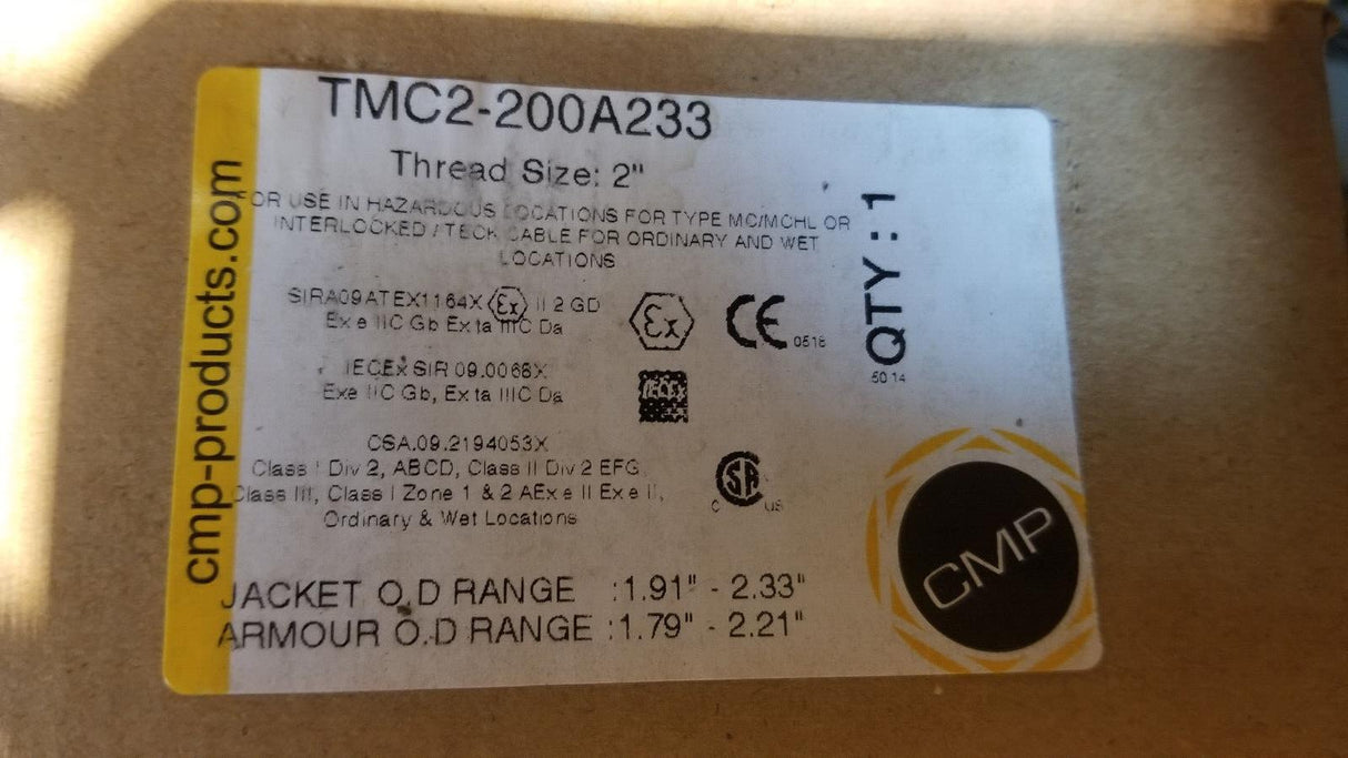 Appleton TMC2-200A233 Connector, Aluminum, 1.91"-2.33" Diameter TMC2-200A233