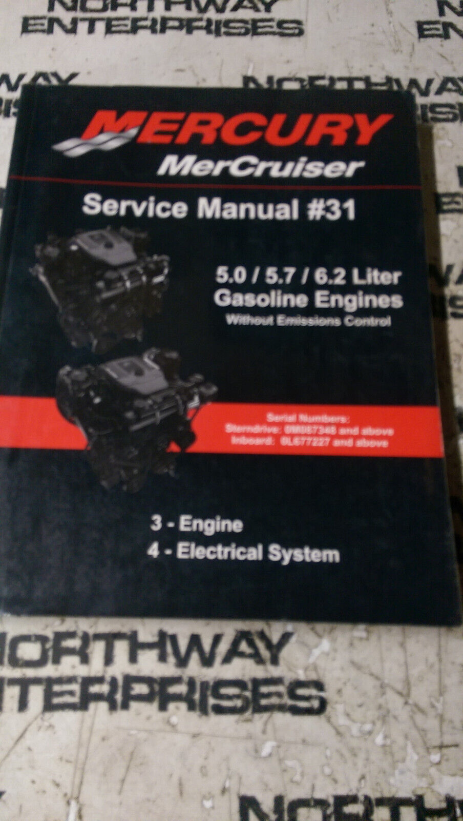 90-864260200 MERCURY MARINE 5.0/5.7/6.2 LITER GASOLINE ENGINES SERVICE MANUAL