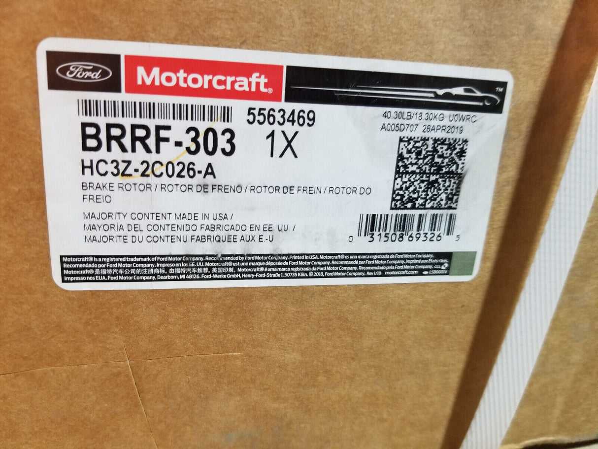 Motorcraft BRRF-303 Disc Brake Rotor Coated Vented 14-1/4" OD Ford HC3Z-2C026-A