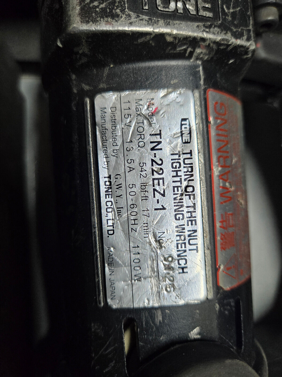 TN-22EZ-1 Tone Shear Wrench Model TN-22EZ-1 - Turn of the Nut Tightening Wrench