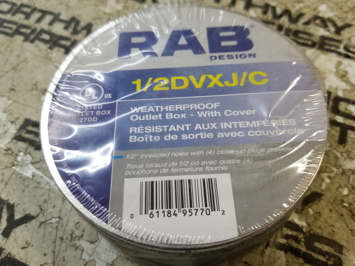 1/2DVXJ/C RAB OUTLET BOX WEATHERPROOF W/ COVER