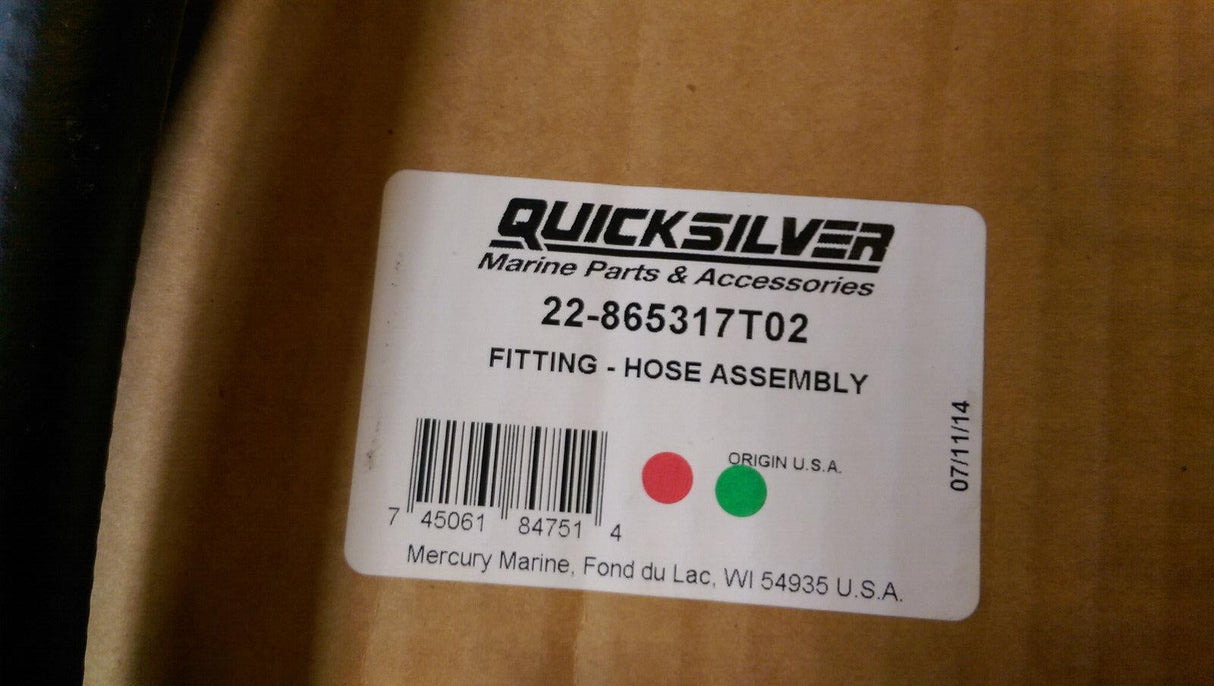 OEM Mercury MERCRUISER Quicksilver 22-865317T02 Hose Fitting Assembly