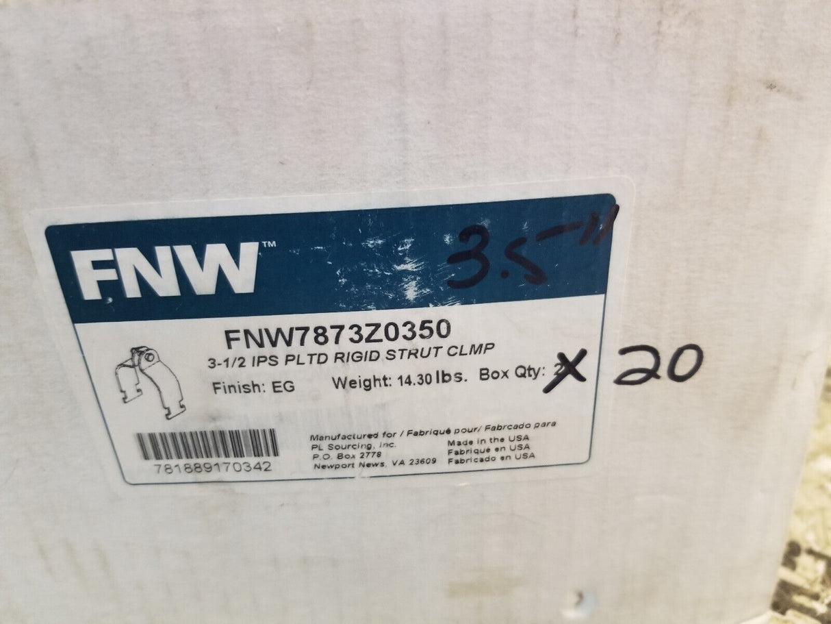 BOX OF 20PC 3-1/2 in. Carbon Steel Rigid Strut Clamp 7873Z0350 FNW7873Z0350
