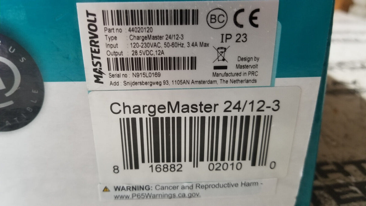 Mastervolt Chargemaster 12A 24V Output 120/230V Input 44020120