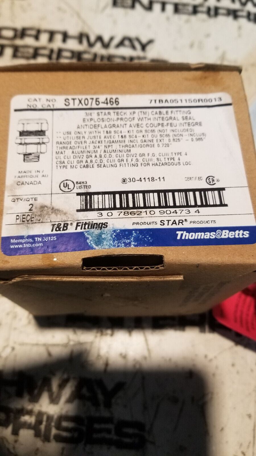 THOMAS AND BETTS STX075-466 T&B 3/4 STAR TECK CONNECTOR 2 PACK