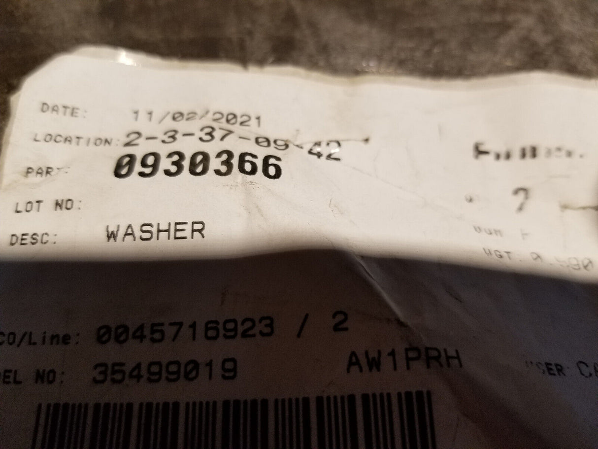 093-0366: 12mm Thick Spacer FLAT WASHER 0930366