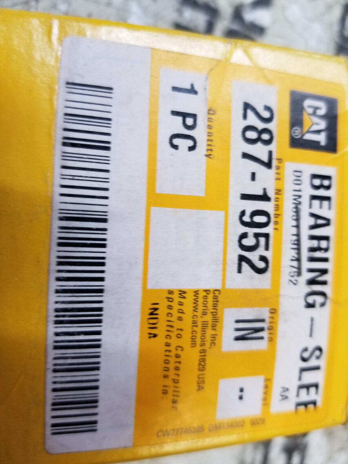287-1952 Genuine OEM CATERPILLAR 63.5mm Outer Diameter Sleeve Bushing