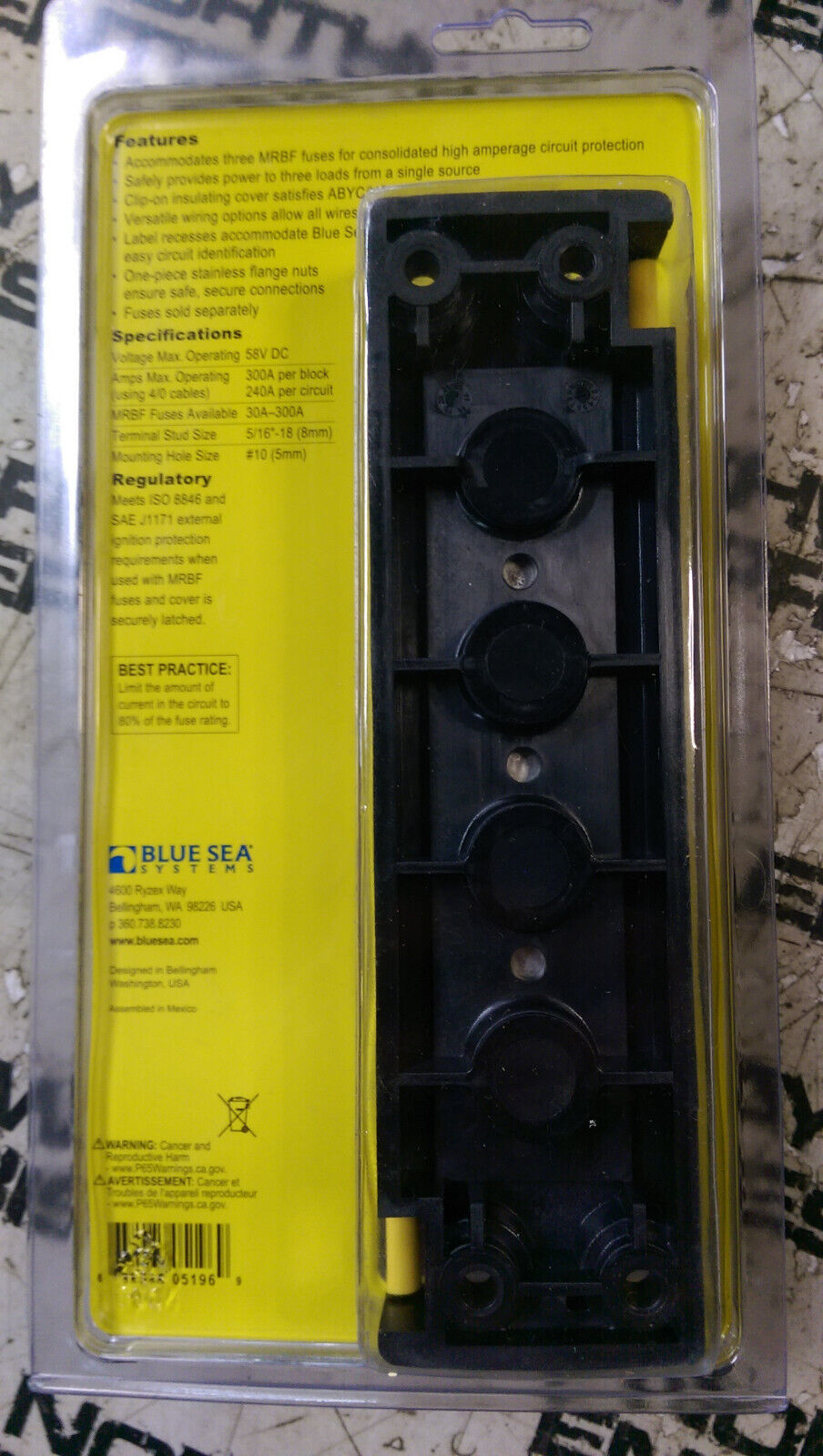 Blue Sea MRBF 3-Circuit Fuse Block Common Source 5196