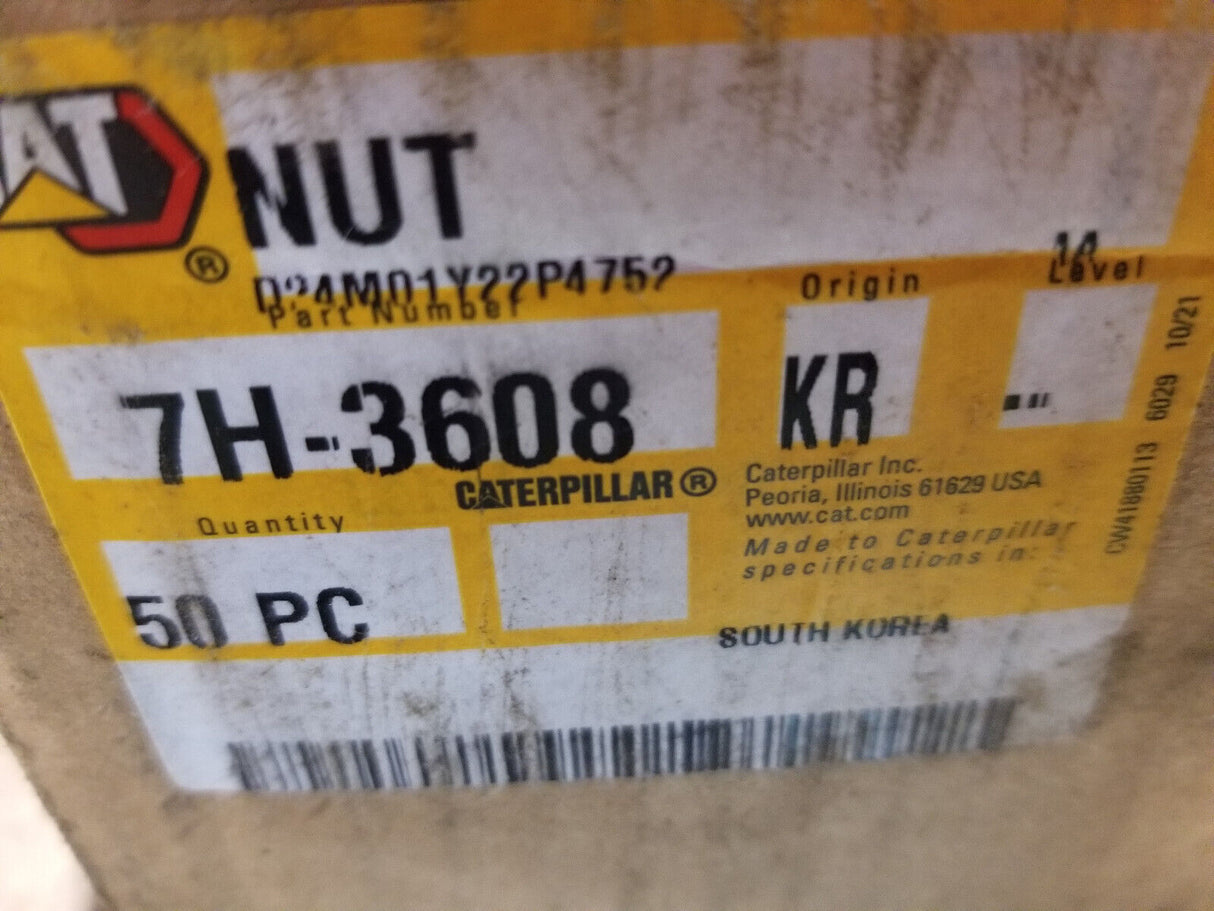 BOX OF 50 NUTS - Caterpillar 7H3608 NUT 7H-3608