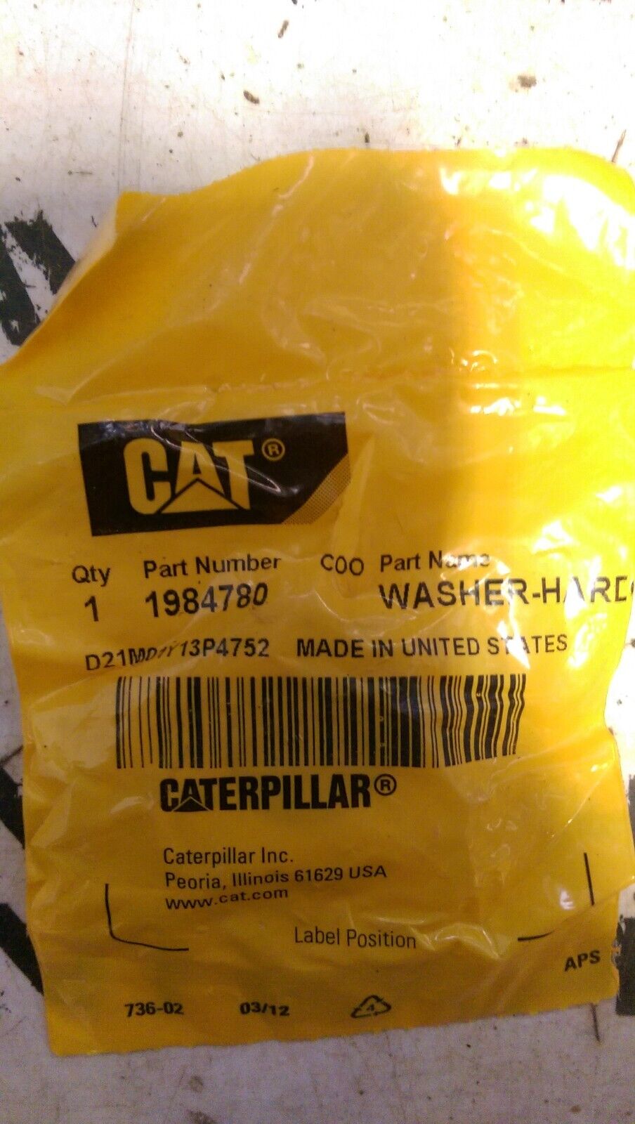 NEW OEM CATERPILLAR 198-4780 WASHER