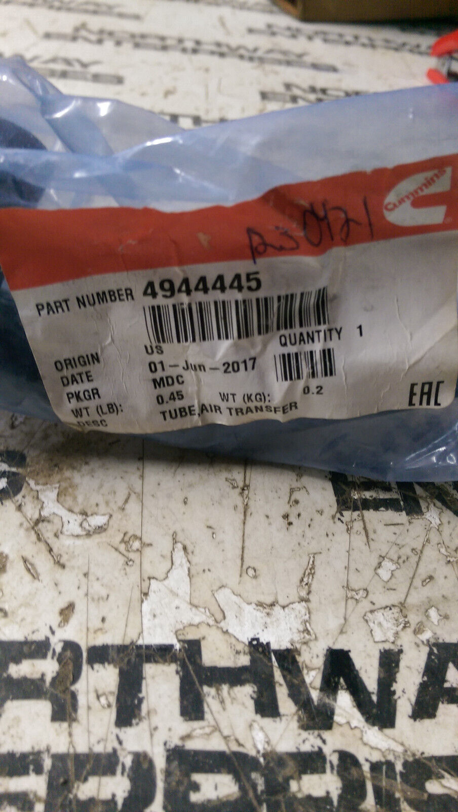 4944445 CUMMINS AIR TRANSFER TUBE