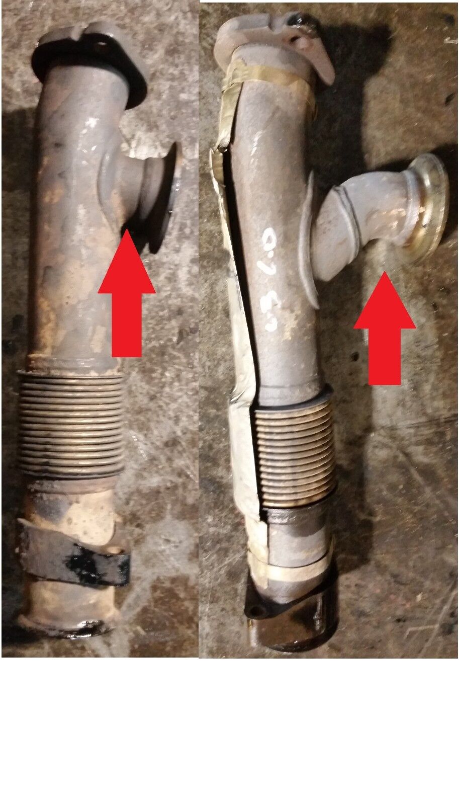 03-04 6.0 Turbo Round EGR Exhaust Up Pipe Ford Powerstroke Diesel 6.0L