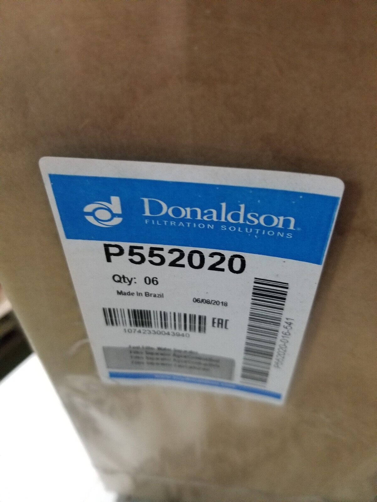 LOT OF 6PC - P552020 Donaldson Fuel Filter Water Separator Cartridge- P552020