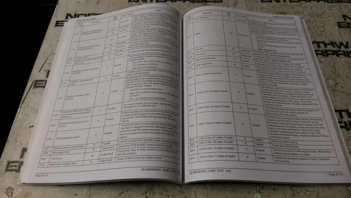 2015 MerCruiser Mercury factory Service Manual 90-8M0086483 PCM 112 Diagnostics