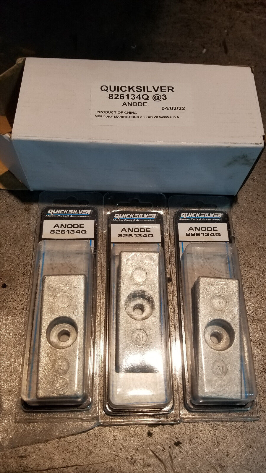 3pc 826134Q 826134T 8M0059344 Aluminum Anode for Mercury Marine 30HP-300HP