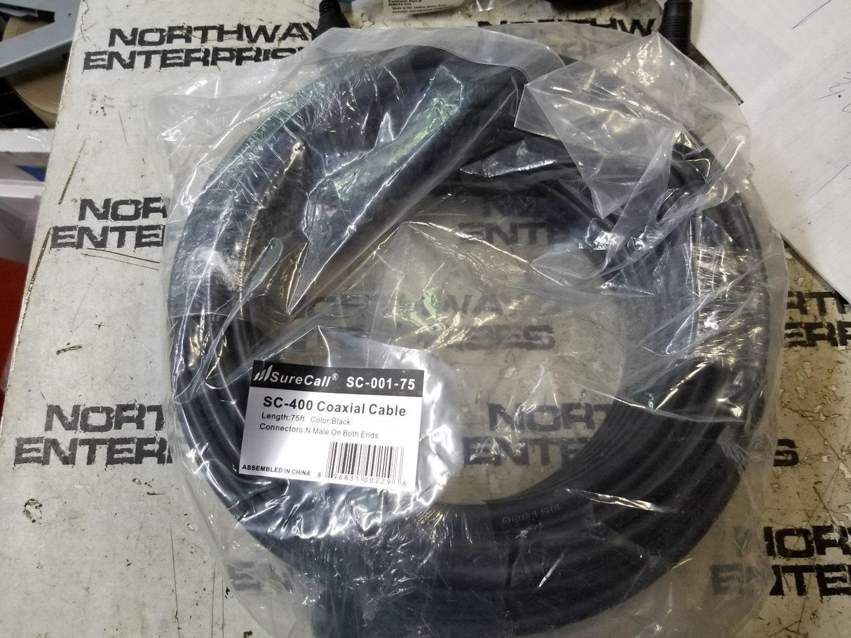 SureCall 75' CM400 Black Ultra-Low-Loss Coaxial Coax Cable SC-001-75