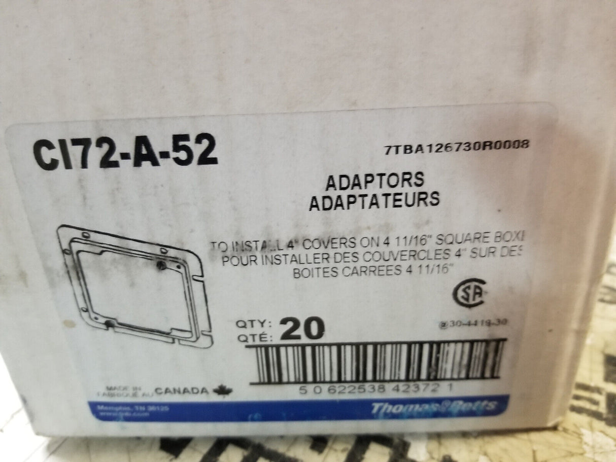 BOX OF 20PC - Iberville CI72-A-52 Box Adapter, Steel