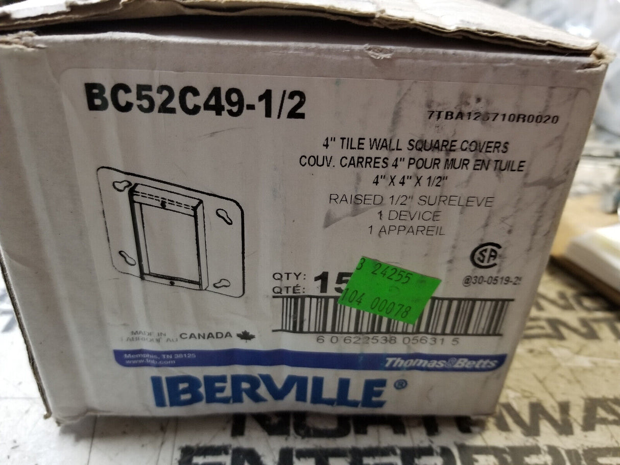 BOX OF 15PC - BC52C49-1/2 Iberville Square Cornered Tile Cover 1-Unit, 1/2 in