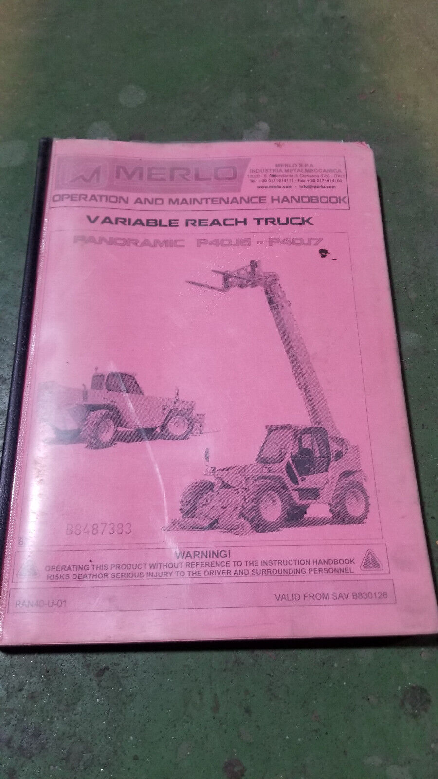 MERLO OPERATION AND MAINTENANCE BOOK P40.16 - P40.17 B8487383