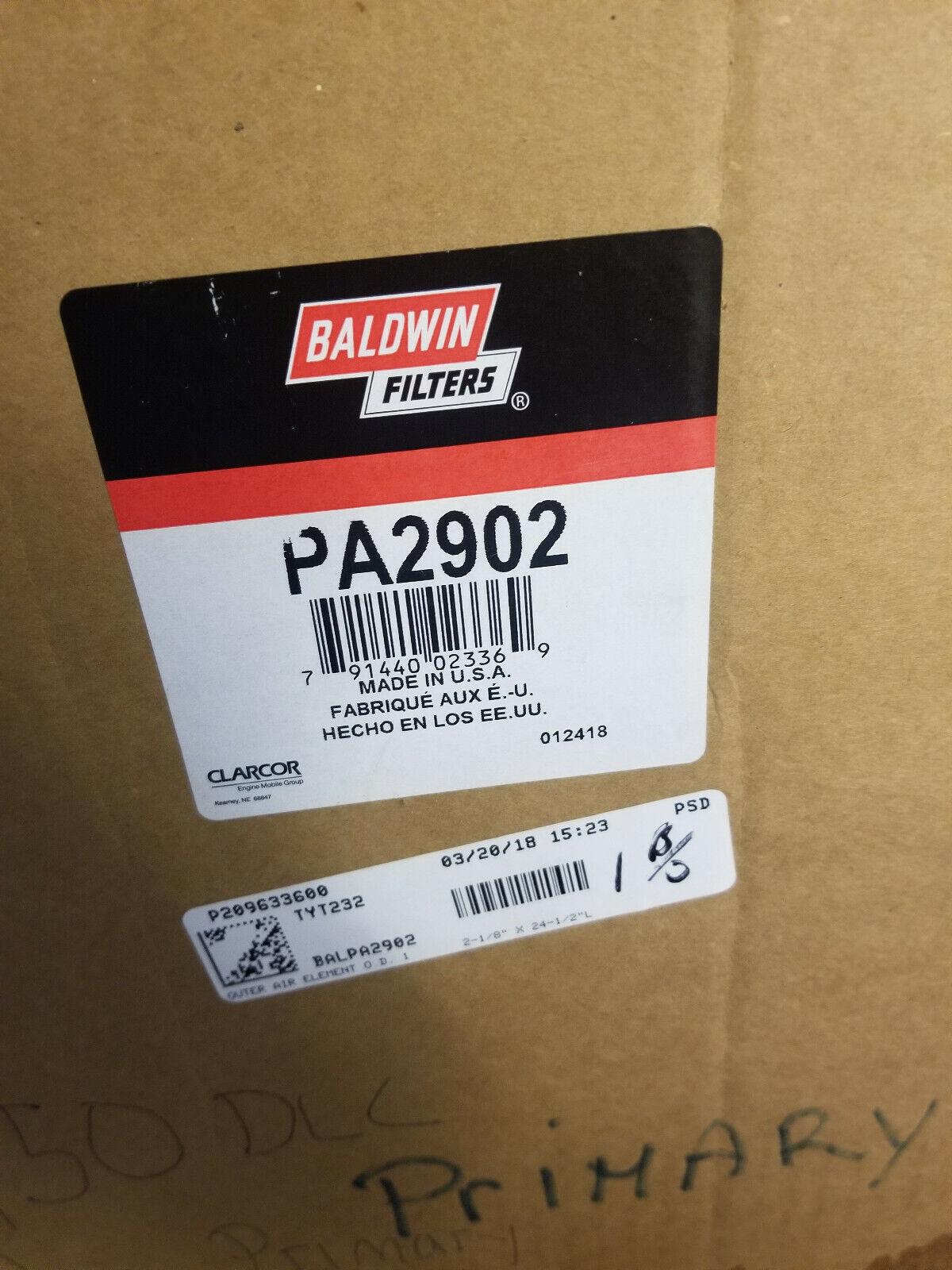 Baldwin PA2902 Outer Air Element