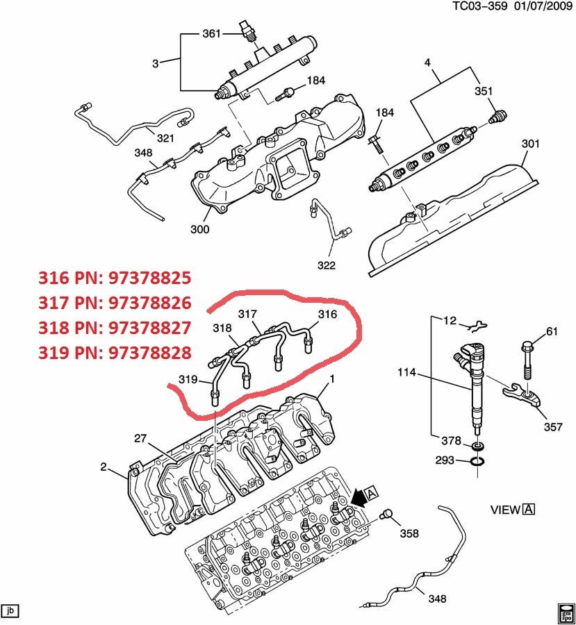 04 05 2004 2005 Chevy GMC 6.6 LLY Duramax Fuel Injector Lines RH OR LH