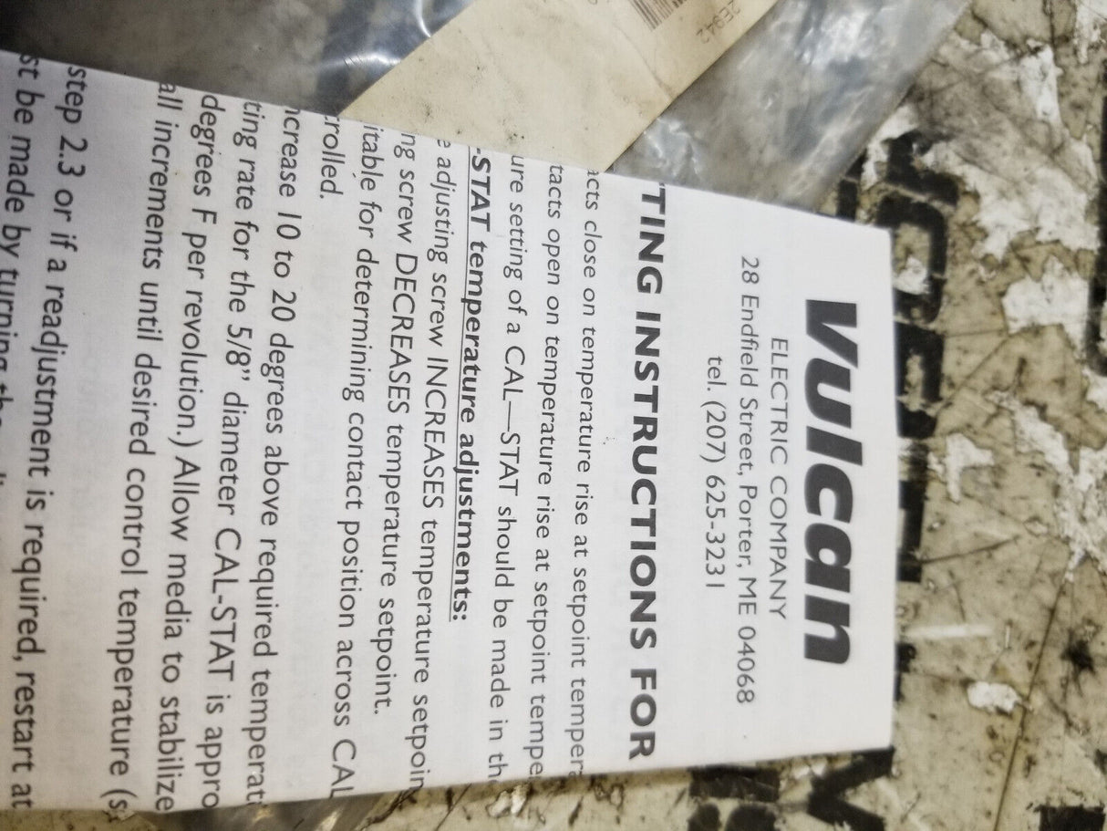VULCAN 2E942 THERMOSTAT 100-500 DEG F, 3/8 NPT