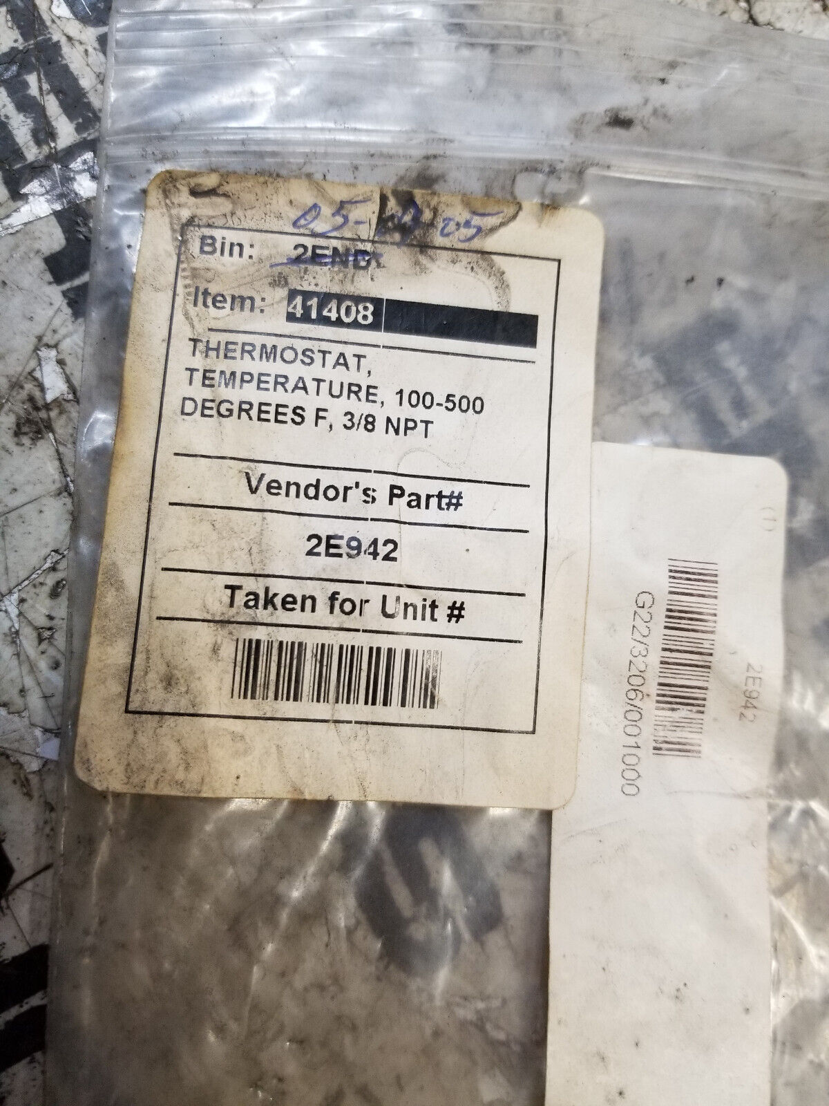 VULCAN 2E942 THERMOSTAT 100-500 DEG F, 3/8 NPT