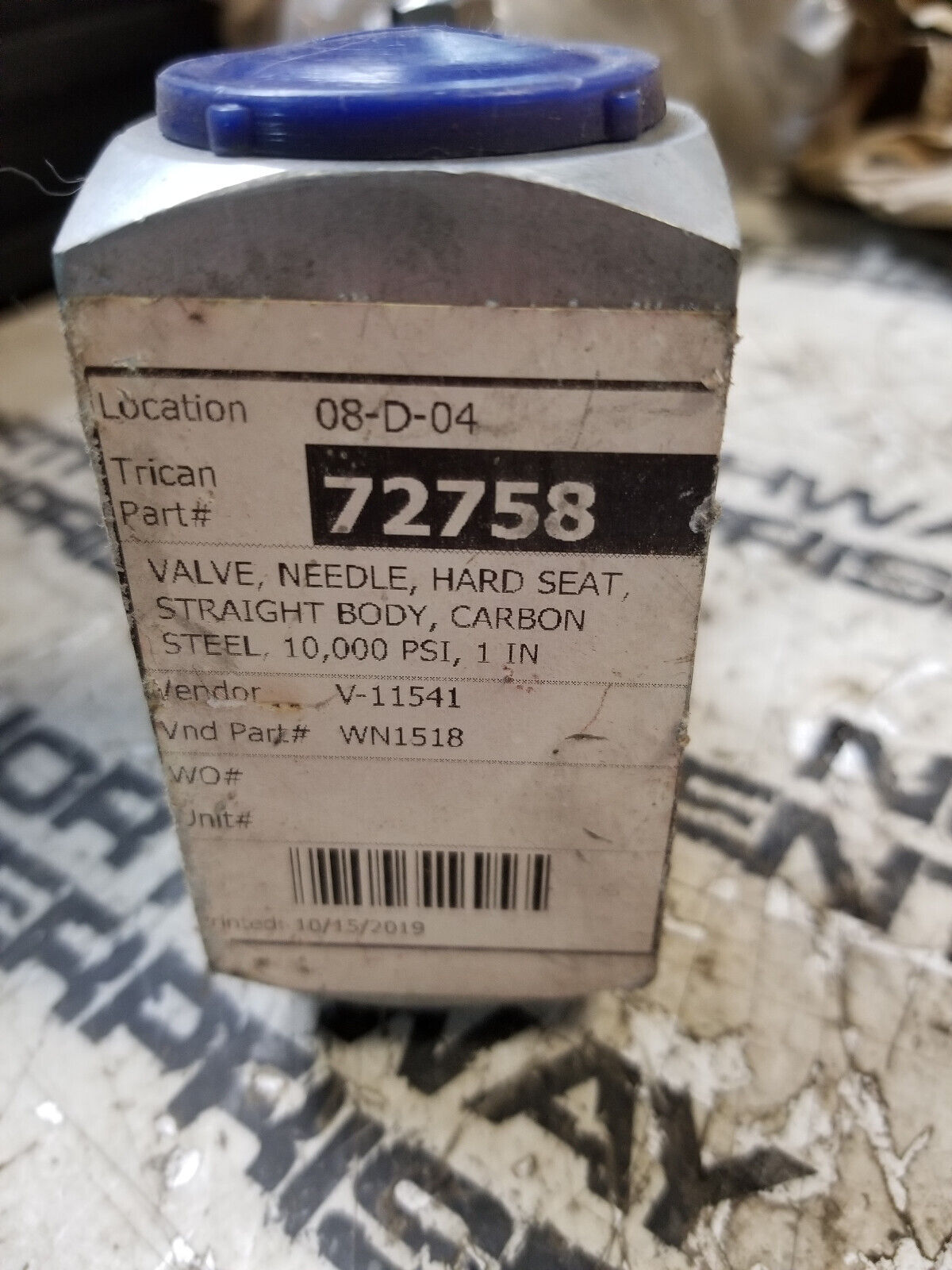 Needle Valve WN1518 HARD SEAT, STRAIGHT BODY, 1" 10000 PSI