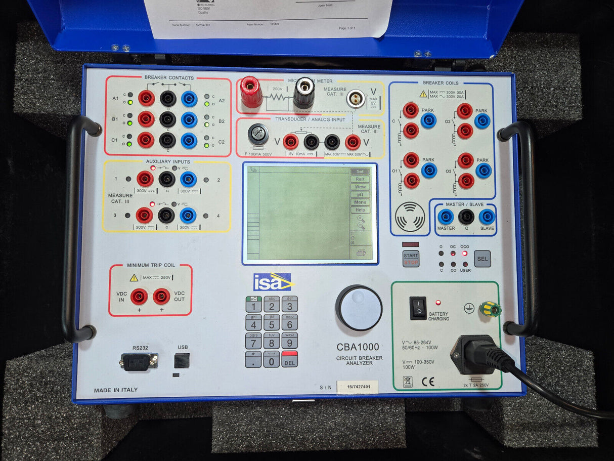 ISA CBA-1000 Circuit Breaker Analyzer with Cases - Built In Pure DC Microhmmeter