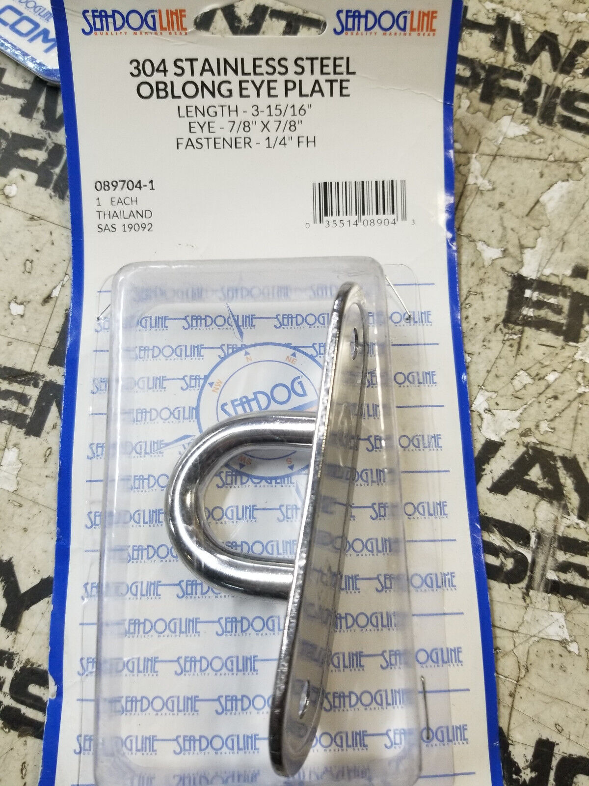 Sea-Dog 089704-1 Stainless Steel Oblong Eye Plate 7/8" x 7/8" Eye