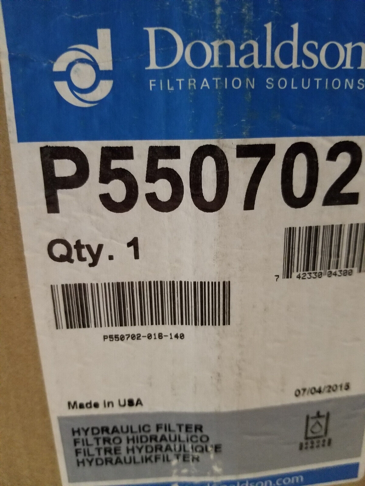 Donaldson Hydraulic Filter Cartridge- P550702 CROSS AT127608