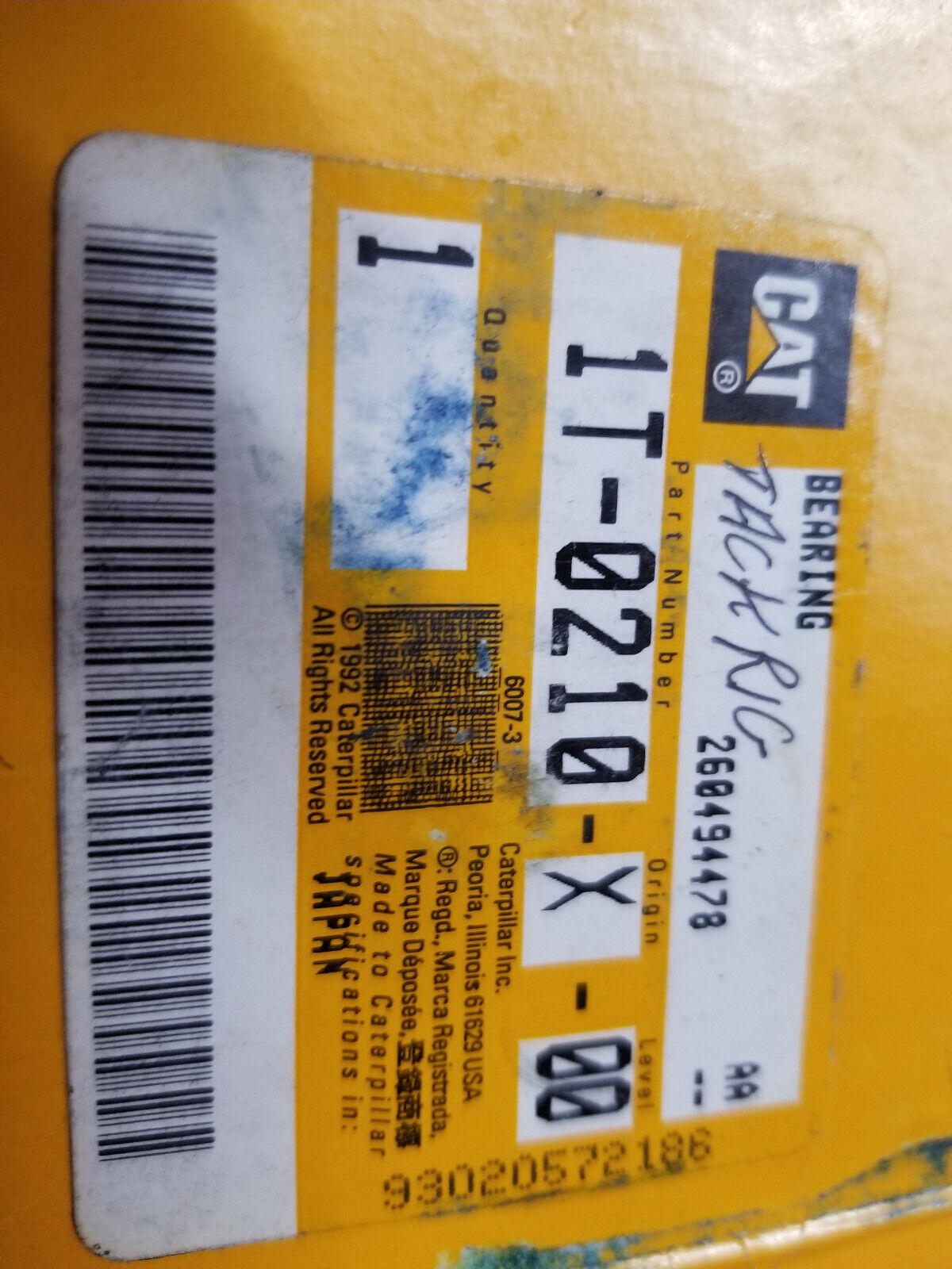 1T-0210 ROLLER BEARING 1T0210