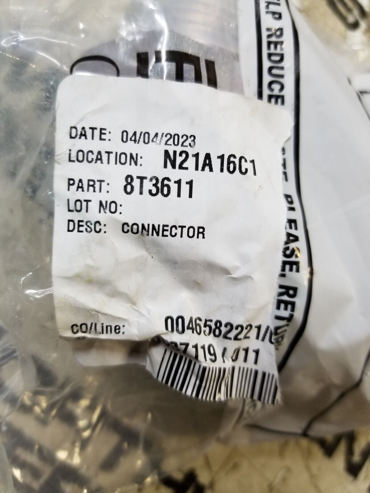 8T-3611 52 mm Long Remote oil filter straight adapters(ORFS to STOR)