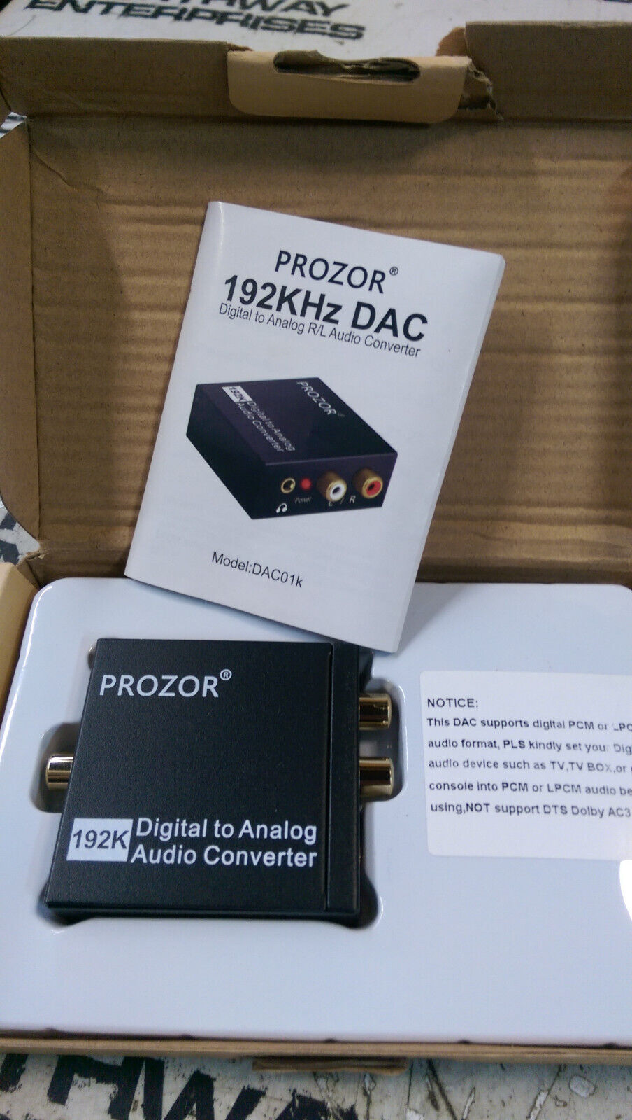 Prozor 192khz Digital to Analog Audio Converter Dac Digital Spdif Optical DAC01K