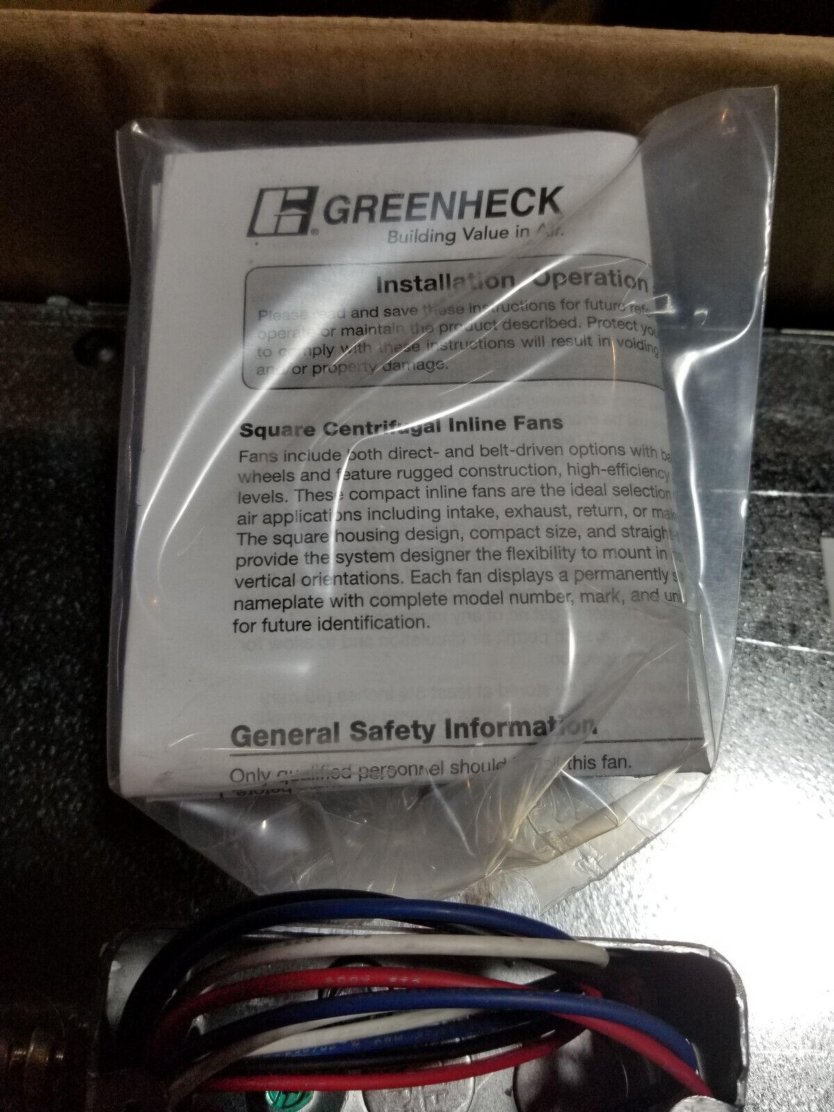 GREENHECK Centrifugal Inline Fan, EF 175CFM SQ-80-G-X