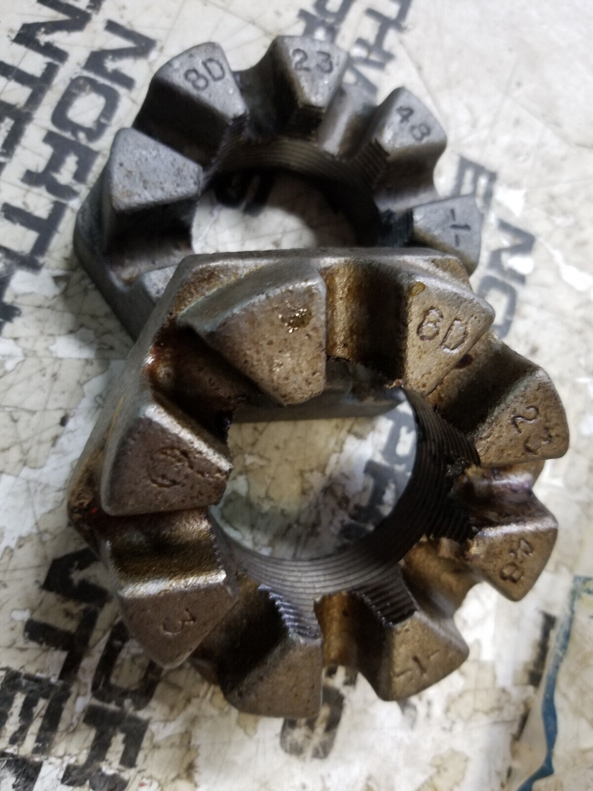 LOT OF 2PC - CATERPILLAR OEM CAT 8D-2348: 2''-12 Hex Castle Nut 8D2348