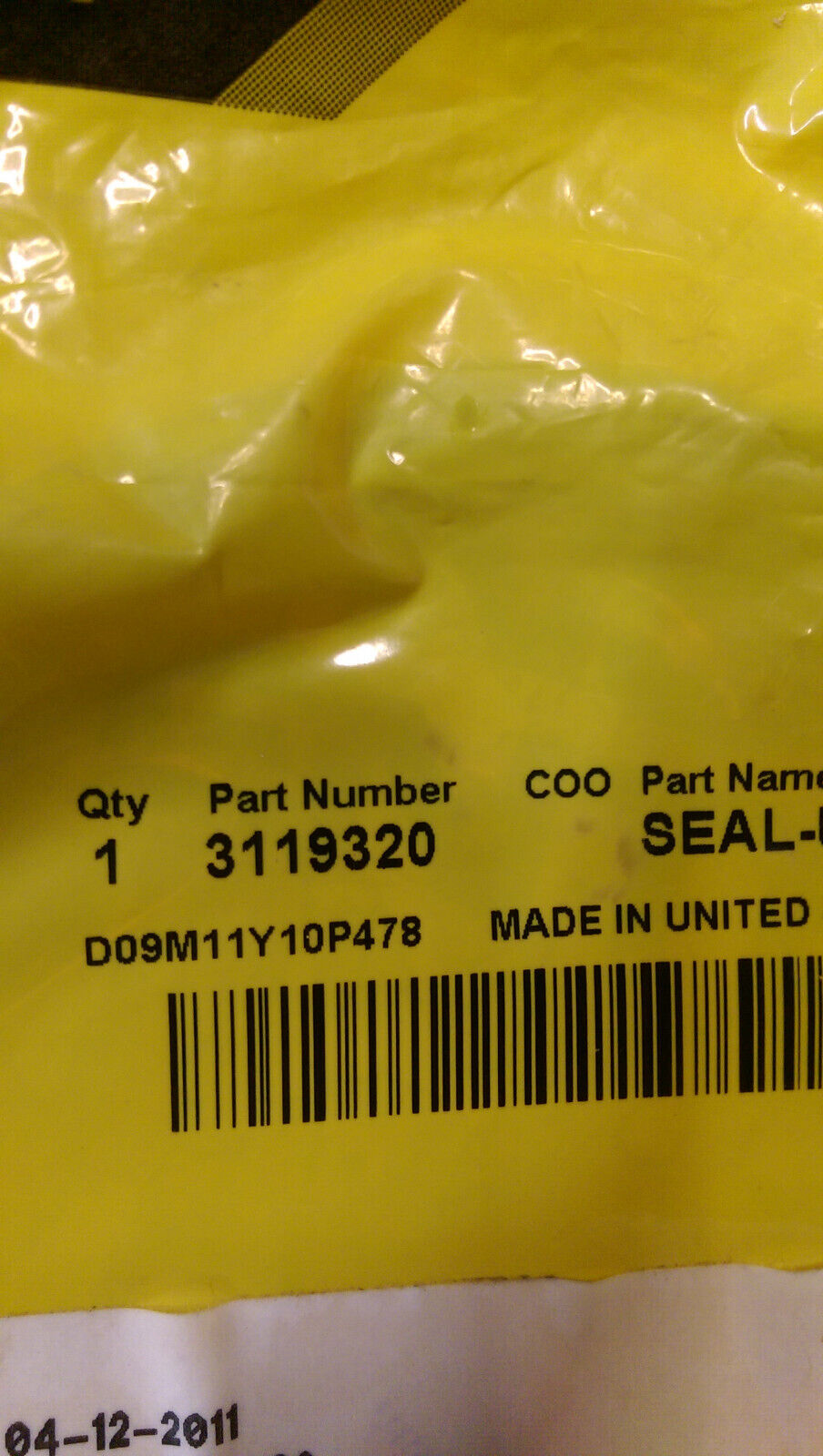 CATERPILLAR SEAL 3119320 SEAL-U-CUP 311-9320