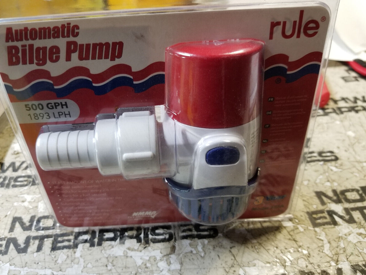 Rule 25SA Automatic Bilge Pump 500 GPH Marine 12V DC 3/4" Hose Submersible 25S