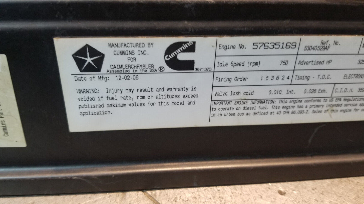 Dodge Ram 5.9L Cummins USED VALVE COVER ASSEMBLY 2005-07 4931453 4931454