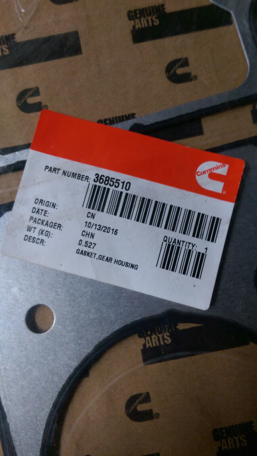 3685510 CUMMINS GEAR HOUSING GASKET