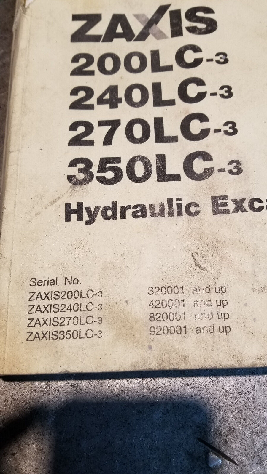 HITACHI ZAXIS 200LC-3 240LC-3 270LC-3 350LC-3 OPERATION MAINTENANCE MANUAL BOOK